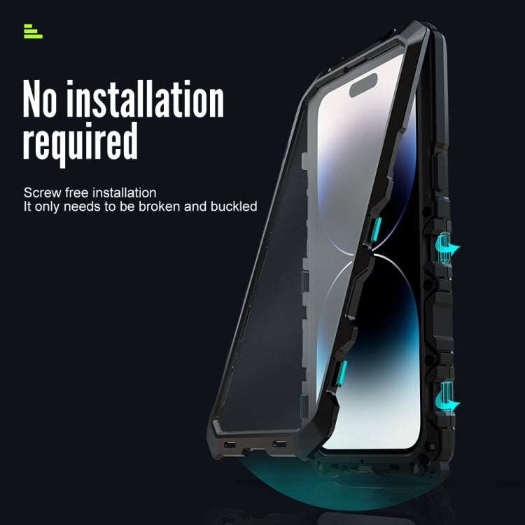 For iPhone 14 Pro Max R-JUST Life Waterproof Dustproof Shockproof Phone Case(Black) - free shipping - PMC TechLife - Order now!