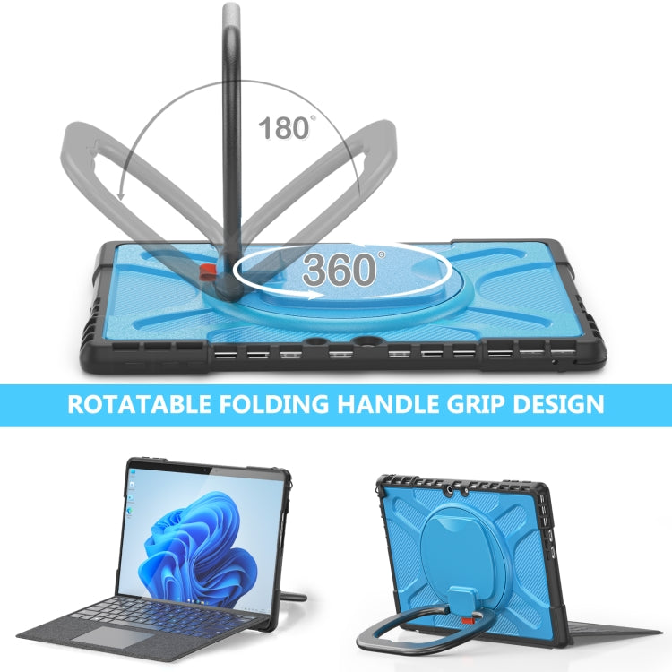 For MicroSoft Surface Pro 9 / 10 / 11 Handle Rotatable Kickstand Shockproof Tablet Case(Blue) - Others by PMC TechLife | Online Shopping South Africa | PMC TechLife | Buy Now Pay Later Mobicred