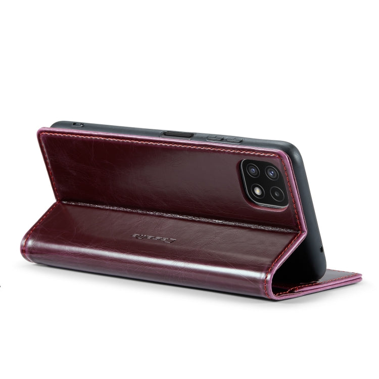 For Samsung Galaxy A22 5G / F42 5G CaseMe 003 Crazy Horse Texture Leather Phone Case(Wine Red) - Galaxy Phone Cases by CaseMe | Online Shopping South Africa | PMC Jewellery | Buy Now Pay Later Mobicred