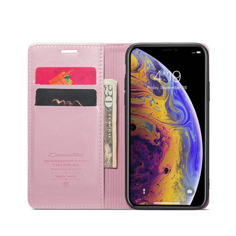 For iPhone XS CaseMe 003 Crazy Horse Texture Leather Phone Case(Rose Gold) - More iPhone Cases by CaseMe | Online Shopping South Africa | PMC Jewellery | Buy Now Pay Later Mobicred