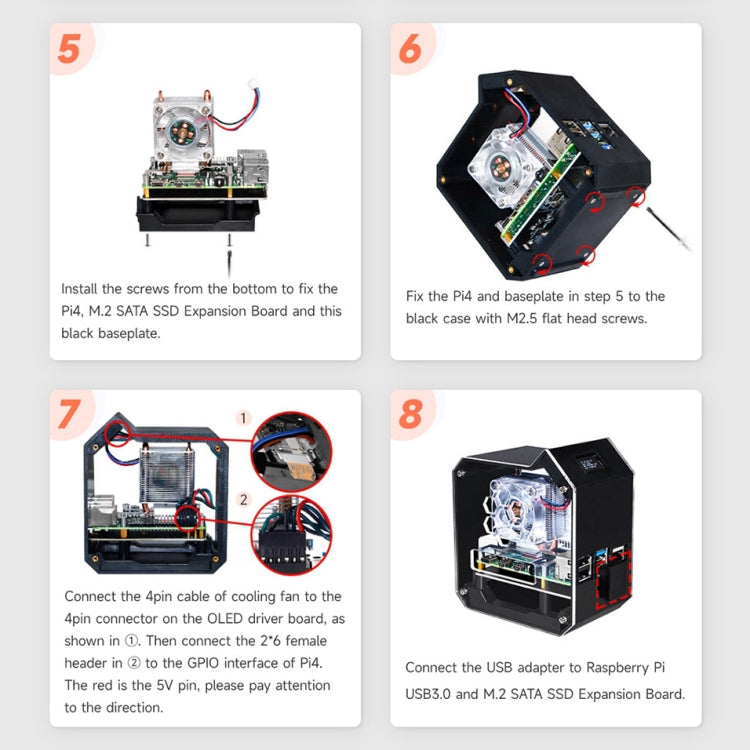 Waveshare Mini Tower NAS Kit for Raspberry Pi 4B Support Up to 2TB M.2 SATA SSD(Black) - Mini PC Accessories by WAVESHARE | Online Shopping South Africa | PMC Jewellery | Buy Now Pay Later Mobicred