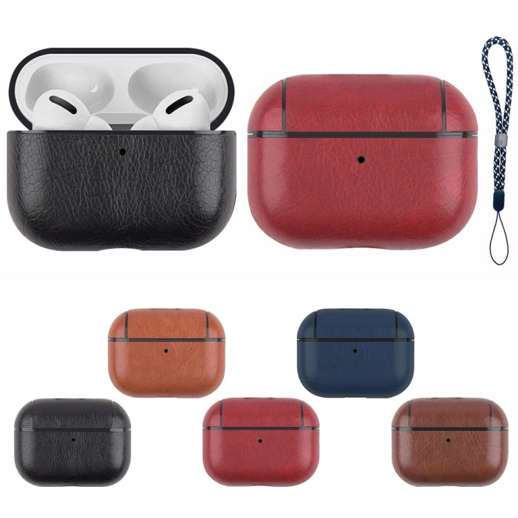 For AirPods Pro 2 Wireless Earphone Leather Shockproof Protective Case with Lanyard(Light Brown) - For AirPods Pro 2 by PMC Jewellery | Online Shopping South Africa | PMC Jewellery | Buy Now Pay Later Mobicred