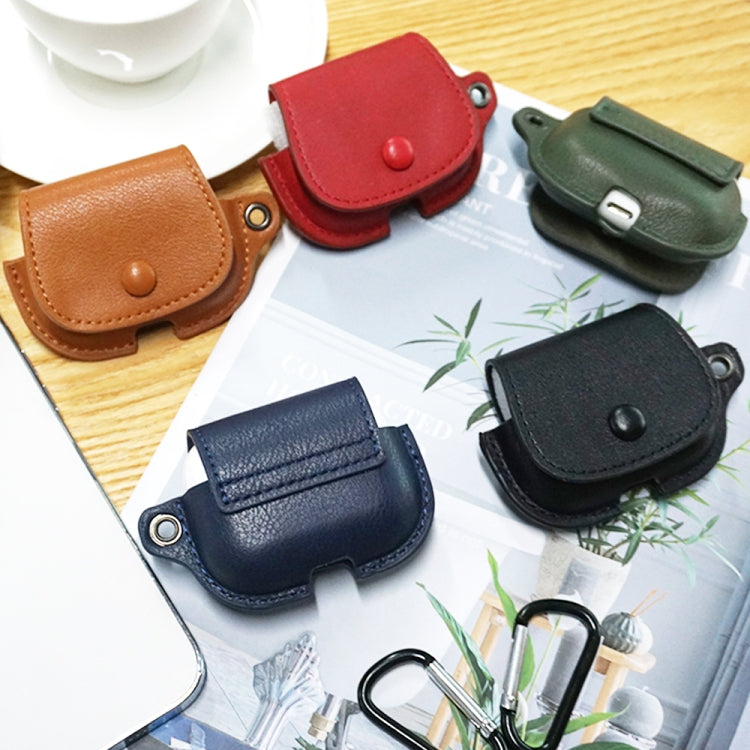 For AirPods Pro Backpack Style PU Leather Earphone Protective Case with Lanyard(Army Green) - free shipping - PMC Jewellery - Order now!