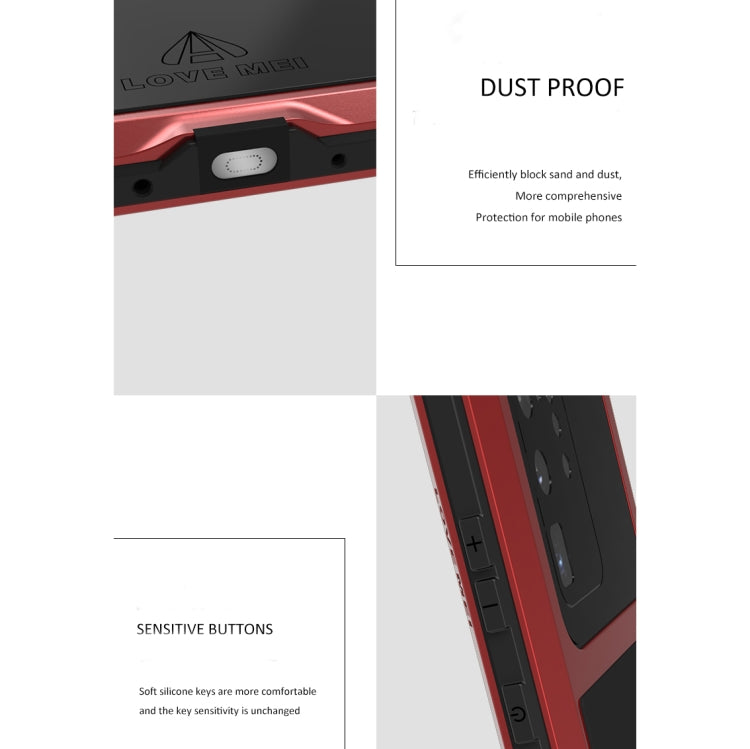 For Galaxy S20 Ultra LOVE MEI Metal Shockproof Water-resistant Dustproof Protective Case(Black) - Galaxy Phone Cases by LOVE MEI | Online Shopping South Africa | PMC TechLife | Buy Now Pay Later Mobicred