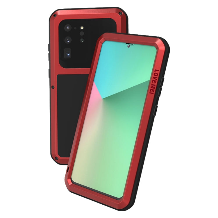 For Galaxy S20 Ultra LOVE MEI Metal Shockproof Waterproof Dustproof Protective Case(Red) - free shipping - PMC TechLife - Order now!
