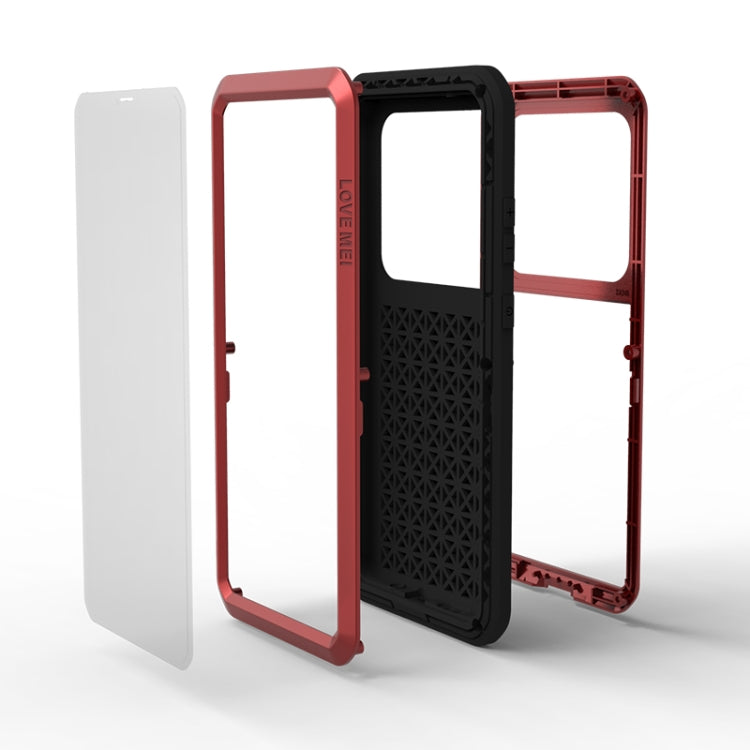 For Galaxy S20 Ultra LOVE MEI Metal Shockproof Waterproof Dustproof Protective Case(Red) - free shipping - PMC TechLife - Order now!