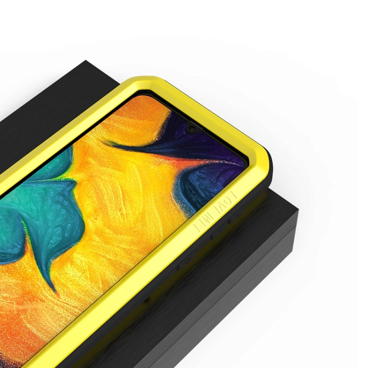 For Galaxy A30 LOVE MEI Metal Shockproof Waterproof Dustproof Protective Case(Yellow) - Galaxy Phone Cases by LOVE MEI | Online Shopping South Africa | PMC TechLife | Buy Now Pay Later Mobicred
