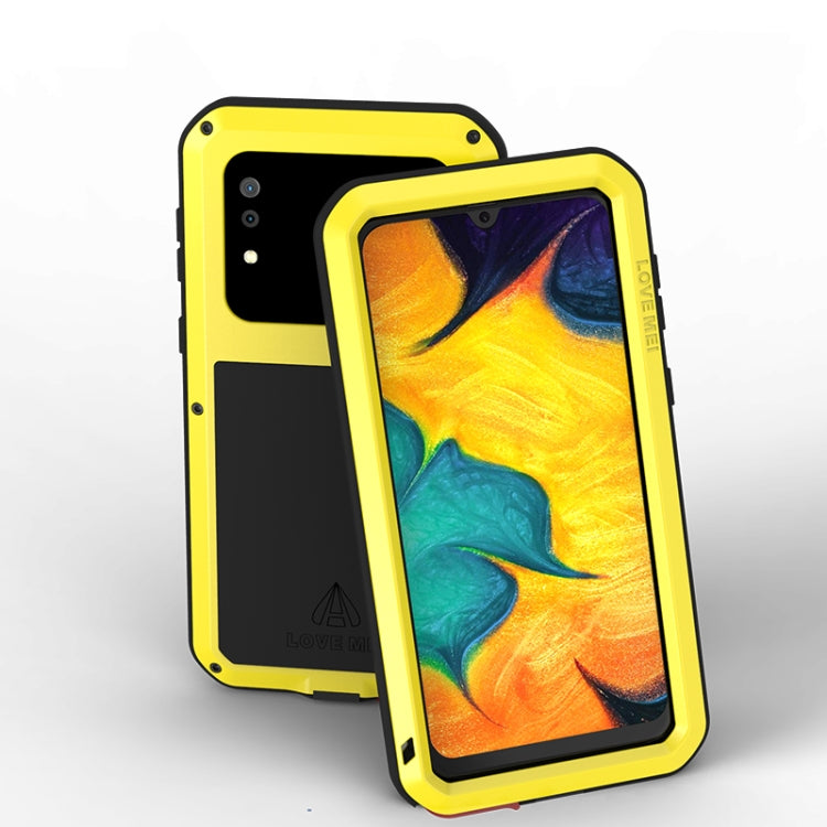 For Galaxy A30 LOVE MEI Metal Shockproof Waterproof Dustproof Protective Case(Yellow) - Galaxy Phone Cases by LOVE MEI | Online Shopping South Africa | PMC TechLife | Buy Now Pay Later Mobicred
