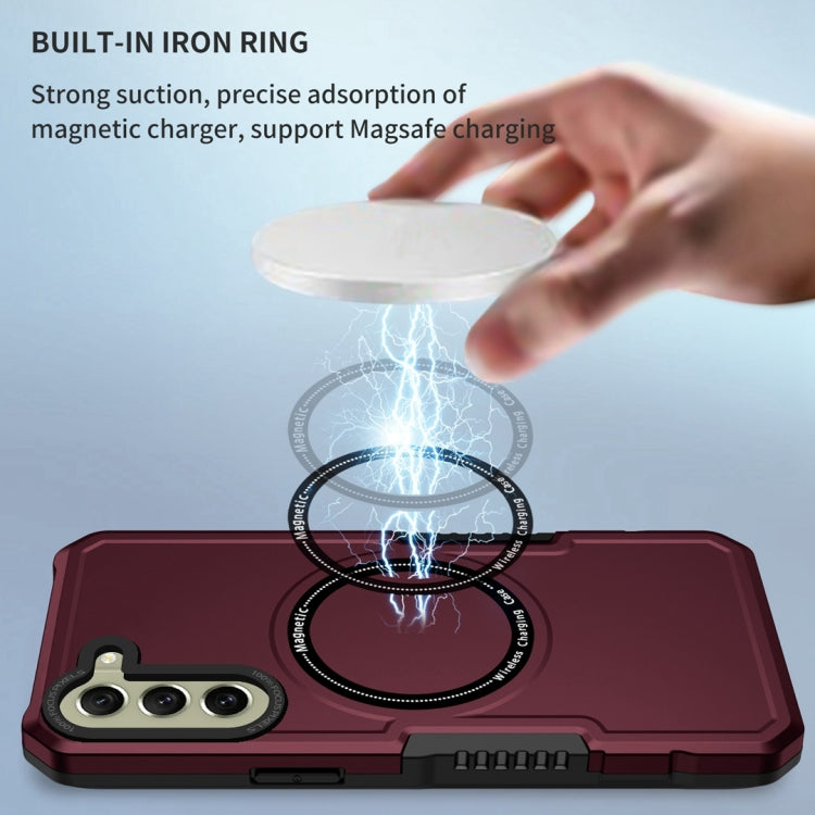For Samsung Galaxy S21 FE 5G MagSafe Shockproof Armor Phone Case(Wine Red) - Galaxy Phone Cases by PMC TechLife | Online Shopping South Africa | PMC TechLife
