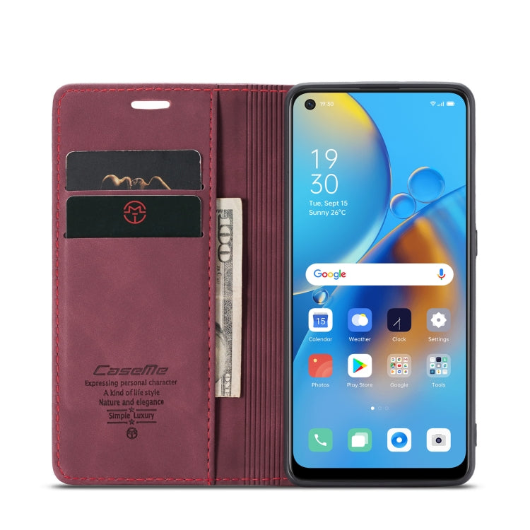 CaseMe 013 Multifunctional Horizontal Flip Leather Phone Case For OPPO F19/F19S/A74 4G/A95 4G/Reno6 Lite 4G Global(Wine Red) - OPPO Cases by CaseMe | Online Shopping South Africa | PMC Jewellery | Buy Now Pay Later Mobicred