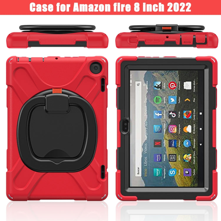 For Amazon Fire HD 8 2022 Silicone + PC Protective Tablet Case with Holder & Shoulder Strap(Red) - Amazon by PMC TechLife | Online Shopping South Africa | PMC TechLife | Buy Now Pay Later Mobicred
