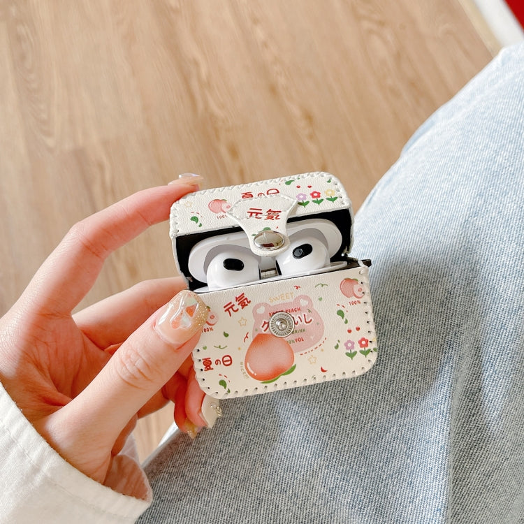 For AirPods 1/2 PU Leather Wireless Earphone Case(Peach) - For AirPods 1/2 by PMC Jewellery | Online Shopping South Africa | PMC Jewellery | Buy Now Pay Later Mobicred