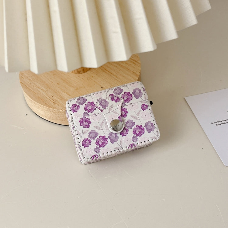 For AirPods 3 PU Leather Wireless Earphone Case(Purple Flowers) - For AirPods 3 by PMC Jewellery | Online Shopping South Africa | PMC Jewellery | Buy Now Pay Later Mobicred