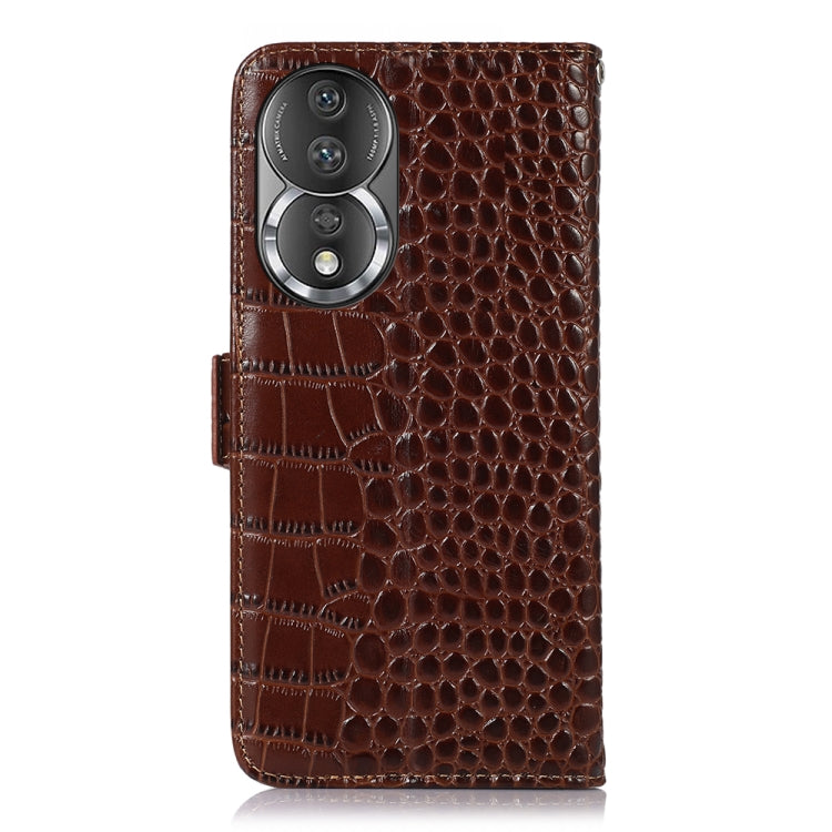 For Honor 80 Crocodile Top Layer Cowhide Leather Phone Case(Brown) - Honor Cases by PMC TechLife | Online Shopping South Africa | PMC TechLife | Buy Now Pay Later Mobicred