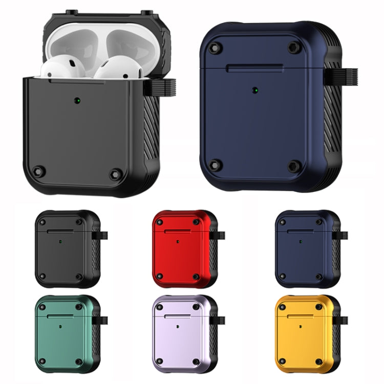 For AirPods 1 / 2 Wing TPU + PC Shockproof Earphone Protective Case(Black Green) - For AirPods 1/2 by PMC Jewellery | Online Shopping South Africa | PMC Jewellery | Buy Now Pay Later Mobicred