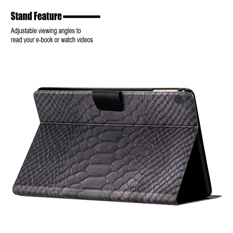 For Lenovo Tab M10 Solid Color Crocodile Texture Leather Smart Tablet Case(Black) - Lenovo by PMC TechLife | Online Shopping South Africa | PMC TechLife | Buy Now Pay Later Mobicred