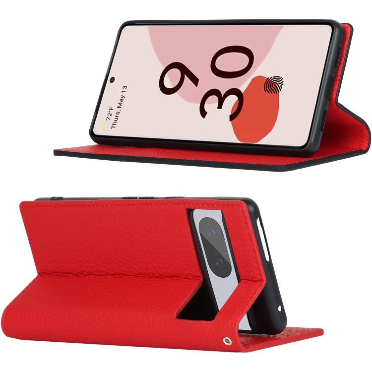 For Google Pixel 7 5G Litchi Texture Genuine Leather Phone Case(Red) - Google Cases by PMC TechLife | Online Shopping South Africa | PMC TechLife | Buy Now Pay Later Mobicred