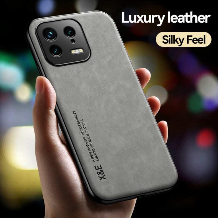 For Xiaomi 13 Skin Feel Magnetic Leather Back Phone Case(Blue) - 13 Cases by PMC TechLife | Online Shopping South Africa | PMC TechLife