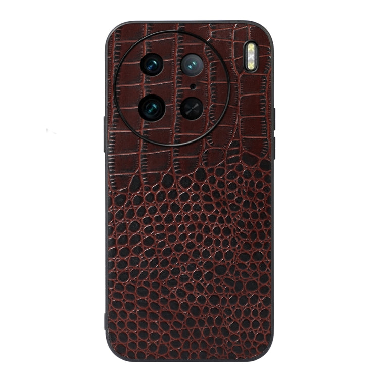 For vivo X90 Pro Crocodile Texture Genuine Leather Phone Case(Coffee) - vivo Cases by PMC TechLife | Online Shopping South Africa | PMC TechLife
