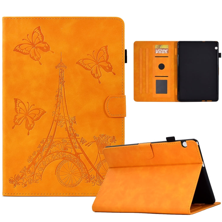 For Huawei MediaPad T5 Tower Embossed Leather Tablet Case(Khaki) - Huawei by PMC TechLife | Online Shopping South Africa | PMC TechLife | Buy Now Pay Later Mobicred