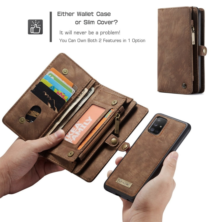 For Galaxy A51 4G CaseMe-008 Detachable Multifunctional Horizontal Flip Leather Case with Card Slot & Holder & Zipper Wallet & Photo Frame(Brown) - Galaxy Phone Cases by CaseMe | Online Shopping South Africa | PMC Jewellery | Buy Now Pay Later Mobicred