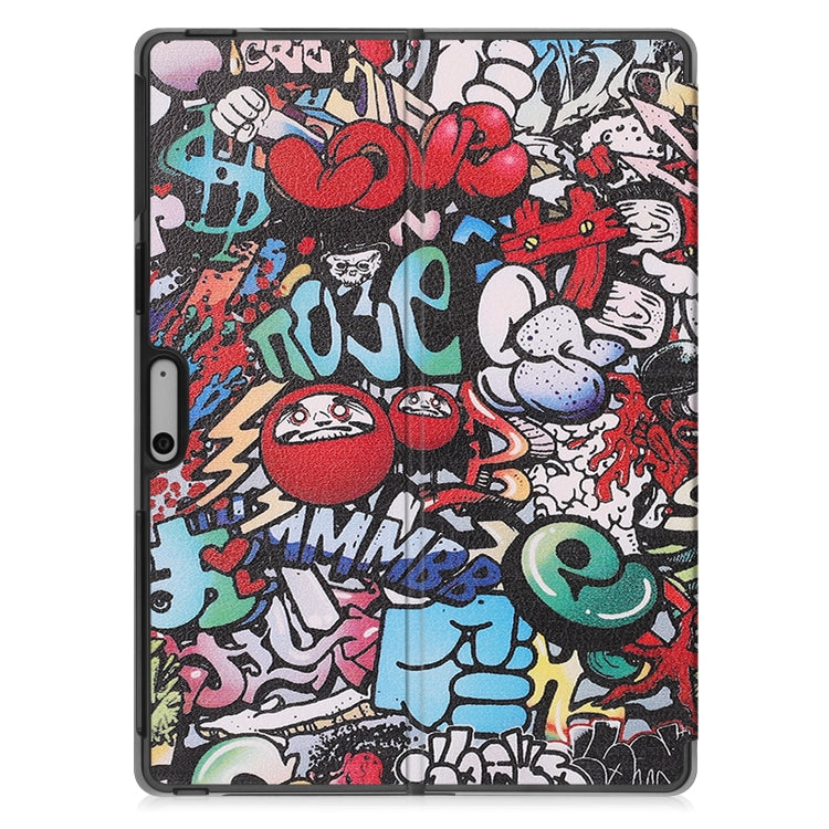 For Microsoft Surface Pro 9 Custer Painted 3-Fold Holder Leather Tablet Case(Graffiti) - Microsoft by PMC TechLife | Online Shopping South Africa | PMC TechLife | Buy Now Pay Later Mobicred