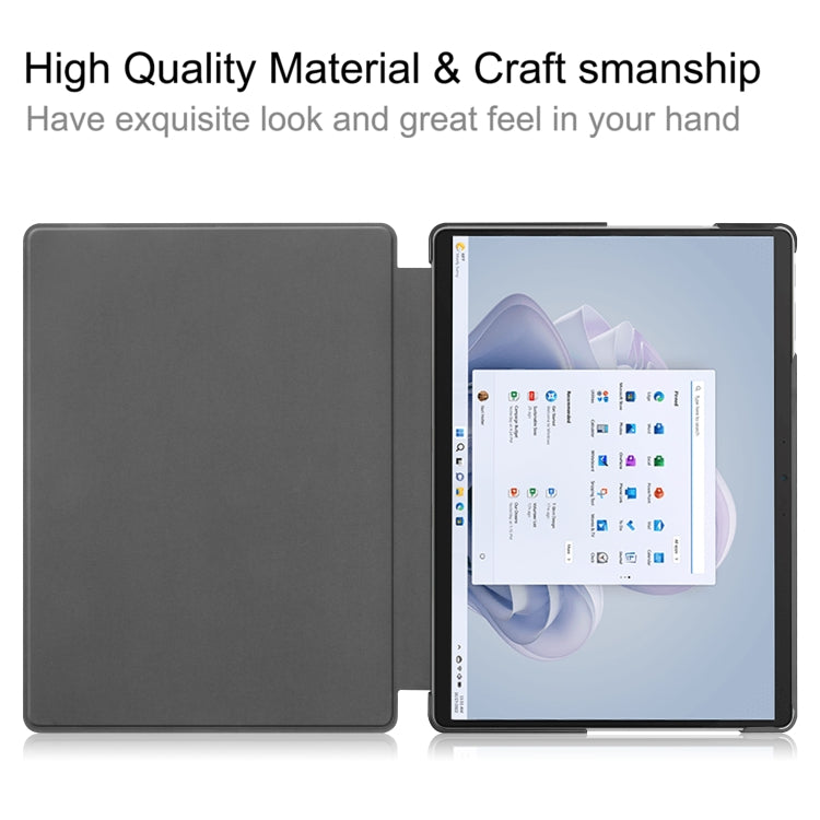 For Microsoft Surface Pro 9 Custer Painted 3-Fold Holder Leather Tablet Case(Apricot Flower) - Microsoft by PMC TechLife | Online Shopping South Africa | PMC TechLife | Buy Now Pay Later Mobicred