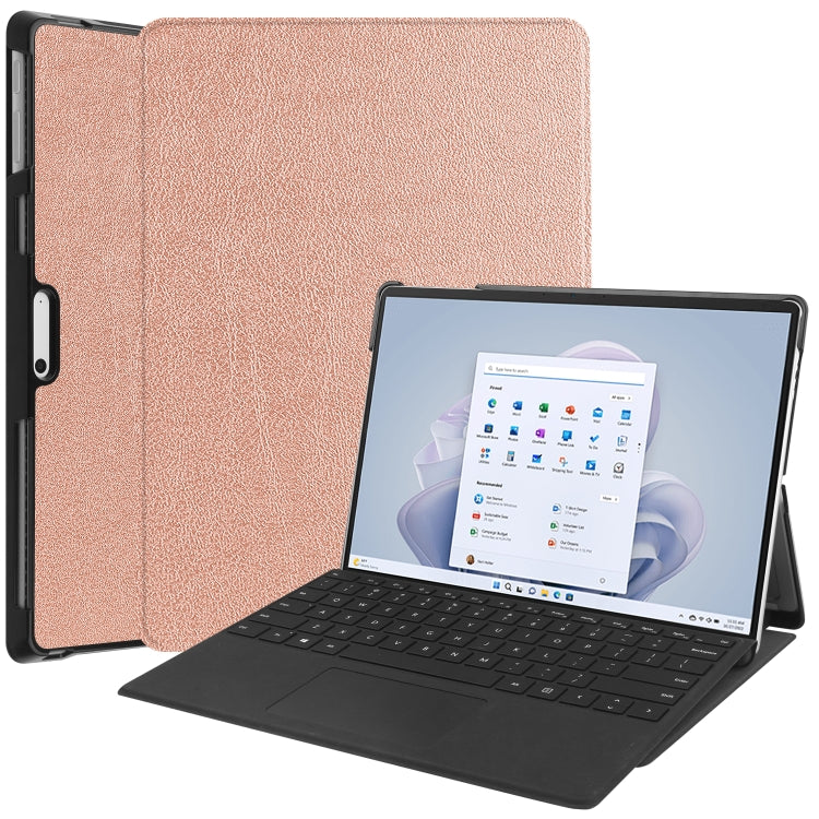 For Microsoft Surface Pro 9 Custer Pure Color Holder Leather Tablet Case(Rose Gold) - Microsoft by PMC TechLife | Online Shopping South Africa | PMC TechLife | Buy Now Pay Later Mobicred