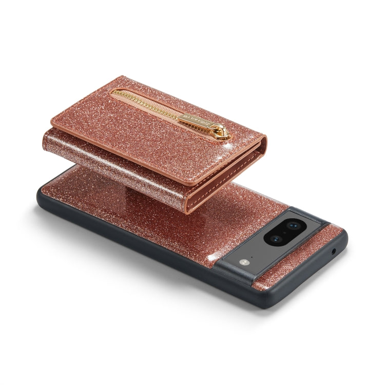 For Google Pixel 7 DG.MING M3 Series Glitter Powder Card Bag Leather Case(Rose Gold) - free shipping - PMC TechLife - Order now!