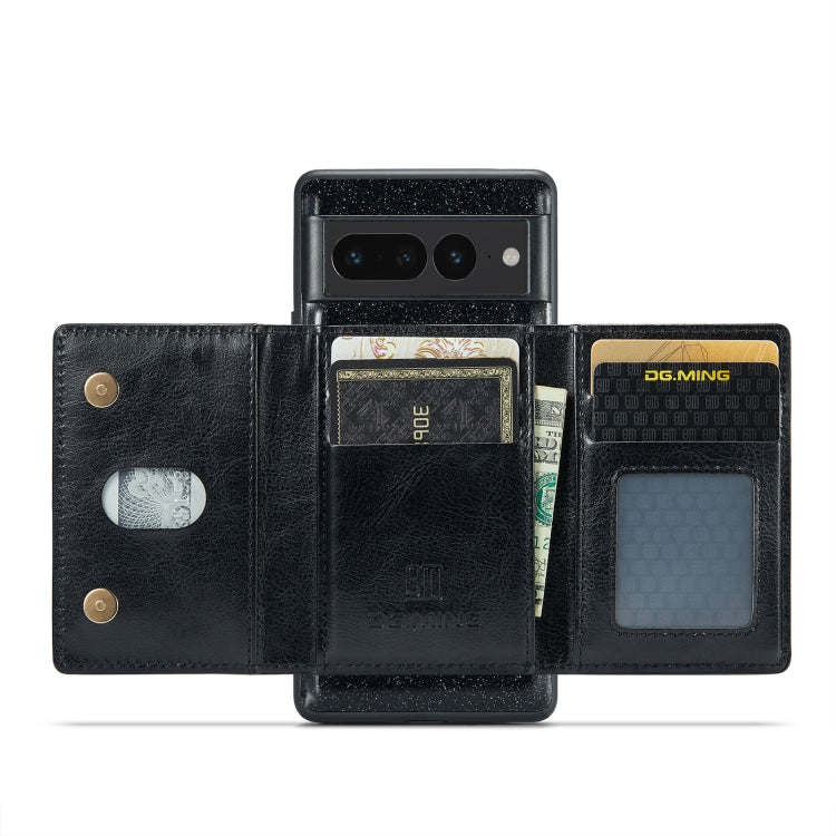 For Google Pixel 7 Pro DG.MING M3 Series Glitter Powder Card Bag Leather Case(Black) - free shipping - PMC TechLife - Order now!