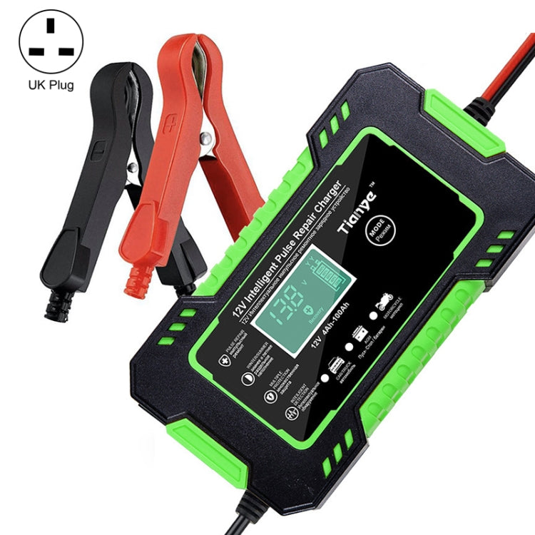 Motorcycle / Car Battery Smart Charger with LCD Screen, Plug Type:UK Plug - Battery Charger by PMC TechLife | Online Shopping South Africa | PMC TechLife | Buy Now Pay Later Mobicred