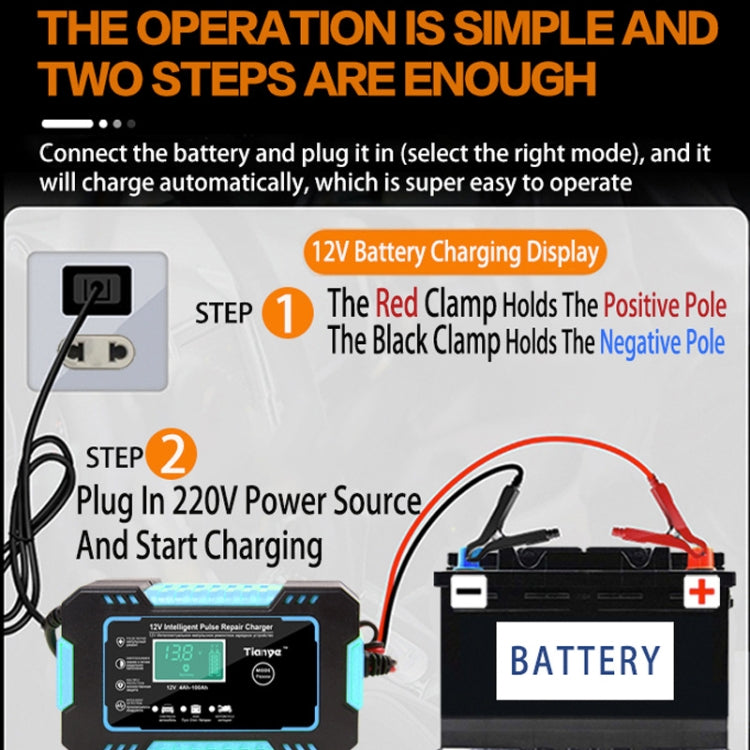 Motorcycle / Car Battery Smart Charger with LCD Creen, Plug Type:US Plug(Blue) - Battery Charger by PMC TechLife | Online Shopping South Africa | PMC TechLife | Buy Now Pay Later Mobicred