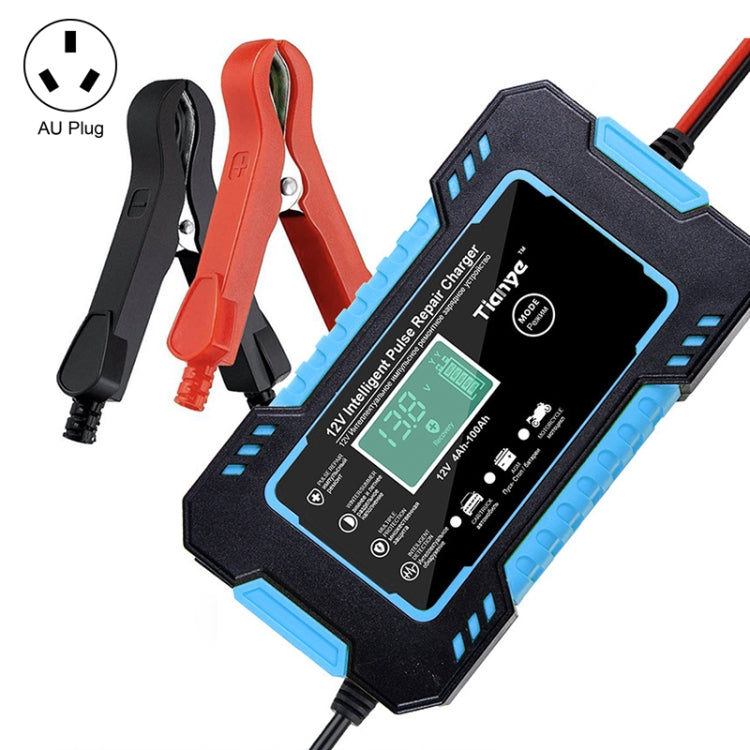 Motorcycle / Car Battery Smart Charger with LCD Creen, Plug Type:AU Plug(Blue) - Battery Charger by PMC TechLife | Online Shopping South Africa | PMC TechLife | Buy Now Pay Later Mobicred