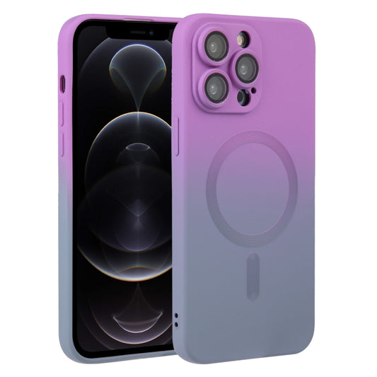 For iPhone 12 Pro Liquid TPU Silicone Gradient MagSafe Phone Case(Purple) - iPhone 12 / 12 Pro Cases by PMC Jewellery | Online Shopping South Africa | PMC Jewellery