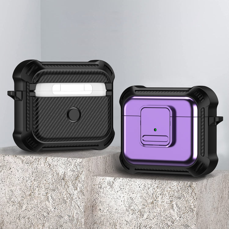 For AirPods 3 TPU + PC Shockproof Earphone Protective Case with Switch(Purple) - For AirPods 3 by PMC Jewellery | Online Shopping South Africa | PMC Jewellery | Buy Now Pay Later Mobicred