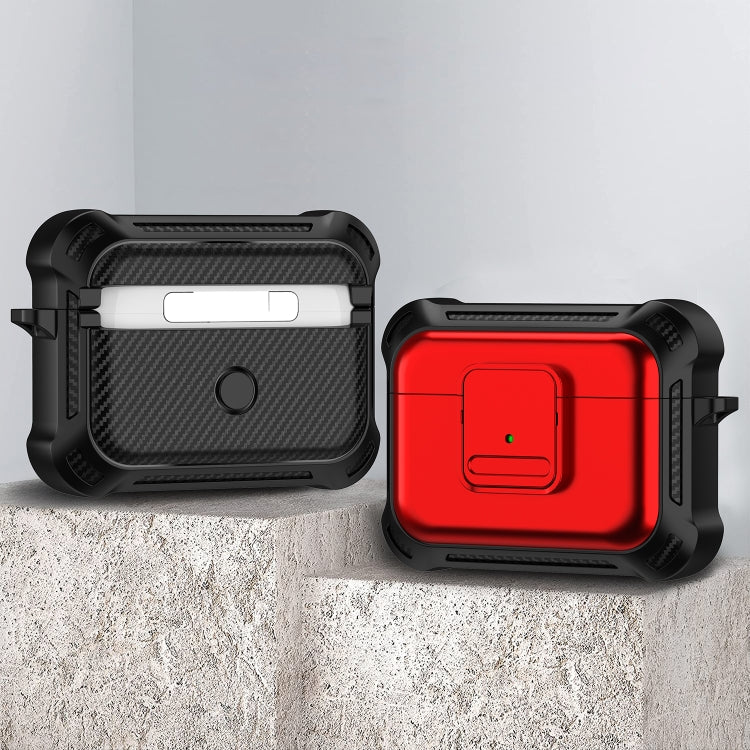 For AirPods Pro TPU + PC Shockproof Earphone Protective Case with Switch(Red) - For AirPods Pro by PMC Jewellery | Online Shopping South Africa | PMC Jewellery | Buy Now Pay Later Mobicred