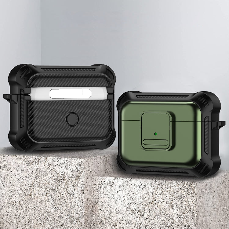 For AirPods Pro 2 TPU + PC Shockproof Earphone Protective Case with Switch(Army Green) - For AirPods Pro 2 by PMC Jewellery | Online Shopping South Africa | PMC Jewellery | Buy Now Pay Later Mobicred