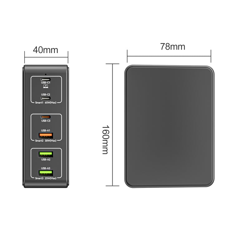 818H 120W Type-C + USB 6-Ports Desktop Fast Charger, Plug Type:AU Plug(White) - Multifunction Charger by PMC Jewellery | Online Shopping South Africa | PMC Jewellery | Buy Now Pay Later Mobicred
