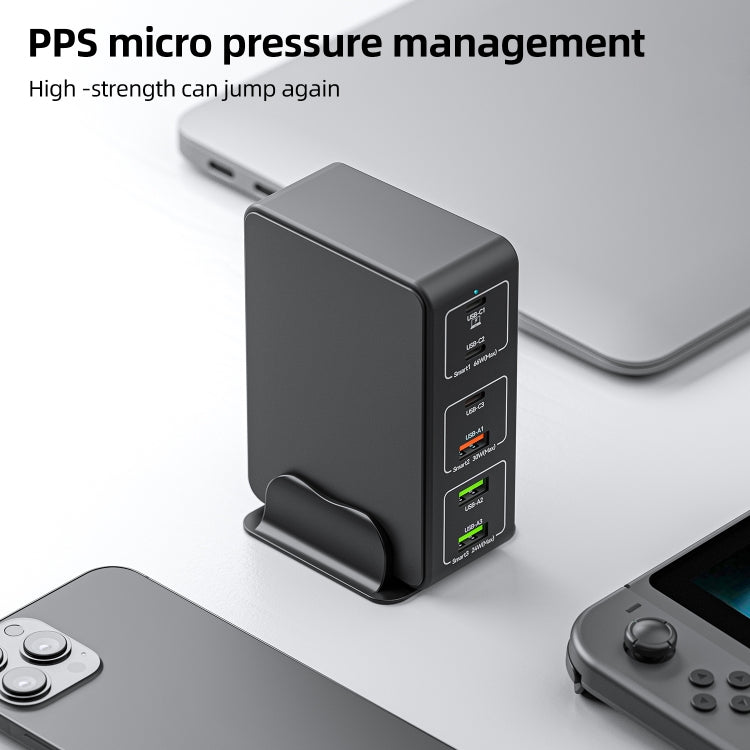 818H 120W Type-C + USB 6-Ports Desktop Fast Charger, Plug Type:AU Plug(White) - Multifunction Charger by PMC Jewellery | Online Shopping South Africa | PMC Jewellery | Buy Now Pay Later Mobicred