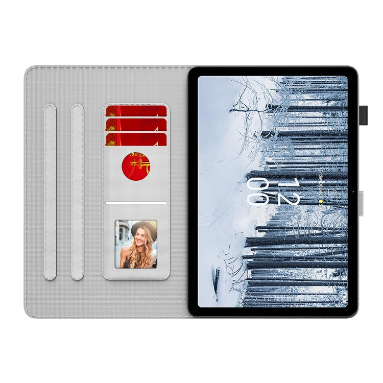 For Nokia T21 Watercolor Pattern Flip Leather Tablet Case(Cyan Green) - Nokia by PMC TechLife | Online Shopping South Africa | PMC TechLife | Buy Now Pay Later Mobicred
