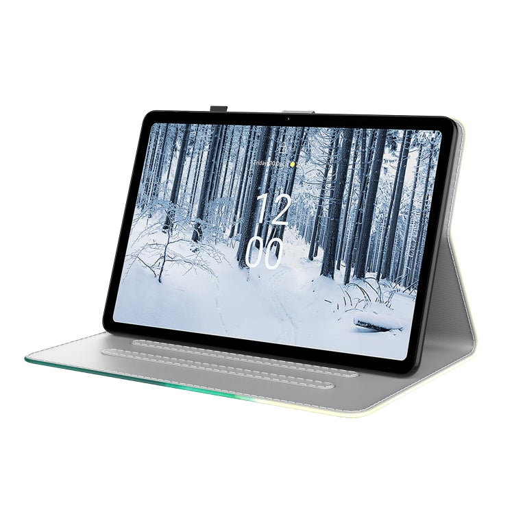 For Nokia T21 Watercolor Pattern Flip Leather Tablet Case(Cyan Green) - Nokia by PMC TechLife | Online Shopping South Africa | PMC TechLife | Buy Now Pay Later Mobicred
