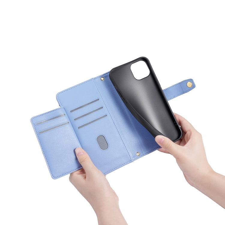 For OnePlus 11 Sheep Texture Cross-body Zipper Wallet Leather Phone Case(Blue) - OnePlus Cases by PMC TechLife | Online Shopping South Africa | PMC TechLife | Buy Now Pay Later Mobicred