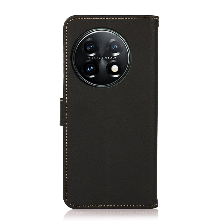 For OnePlus 11 KHAZNEH Custer Texture RFID Genuine Leather Phone Case(Black) - OnePlus Cases by PMC TechLife | Online Shopping South Africa | PMC TechLife | Buy Now Pay Later Mobicred
