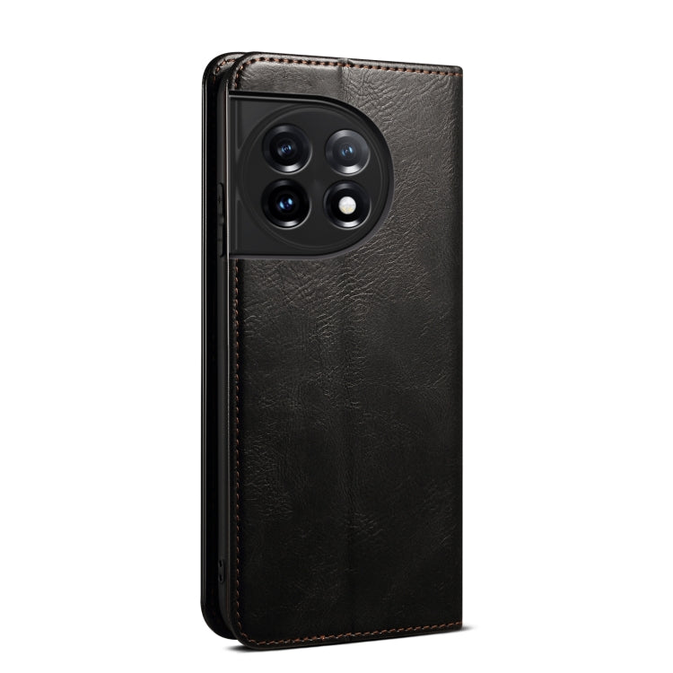 For OnePlus 11R Oil Wax Crazy Horse Texture Leather Phone Case(Black) - OnePlus Cases by PMC Jewellery | Online Shopping South Africa | PMC Jewellery