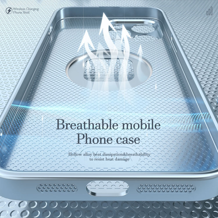 For iPhone 14 R-JUST Square Round Mirror PC+TPU Phone Case(Blue) - iPhone 14 Cases by R-JUST | Online Shopping South Africa | PMC TechLife | Buy Now Pay Later Mobicred