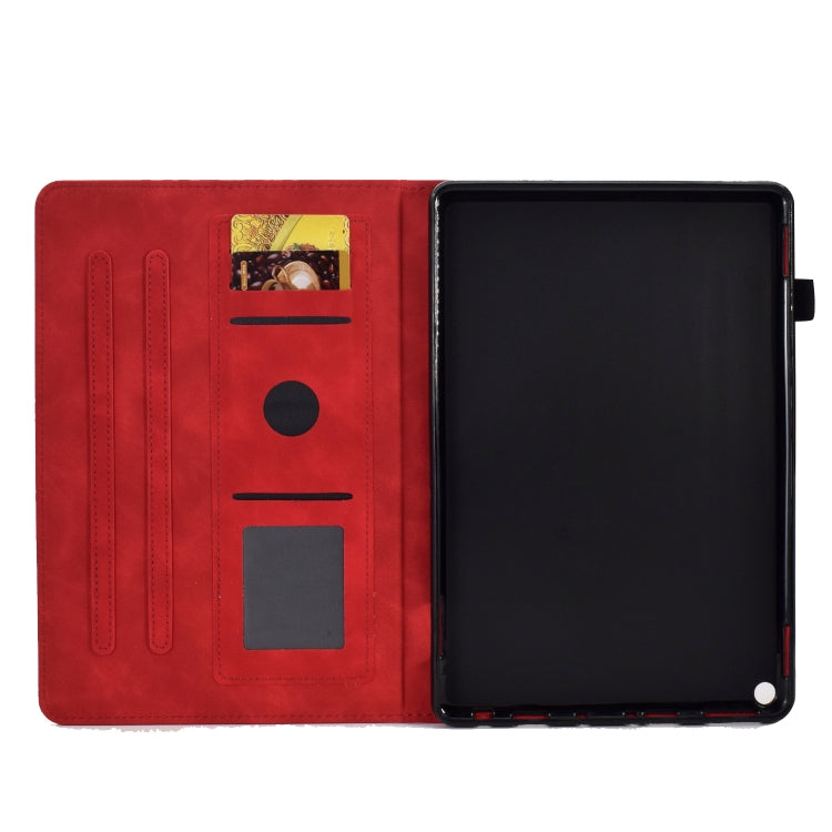 For Amazon Kindle Fire HD10 2021 Peony Butterfly Embossed Leather Smart Tablet Case(Red) - free shipping - PMC TechLife - Order now!