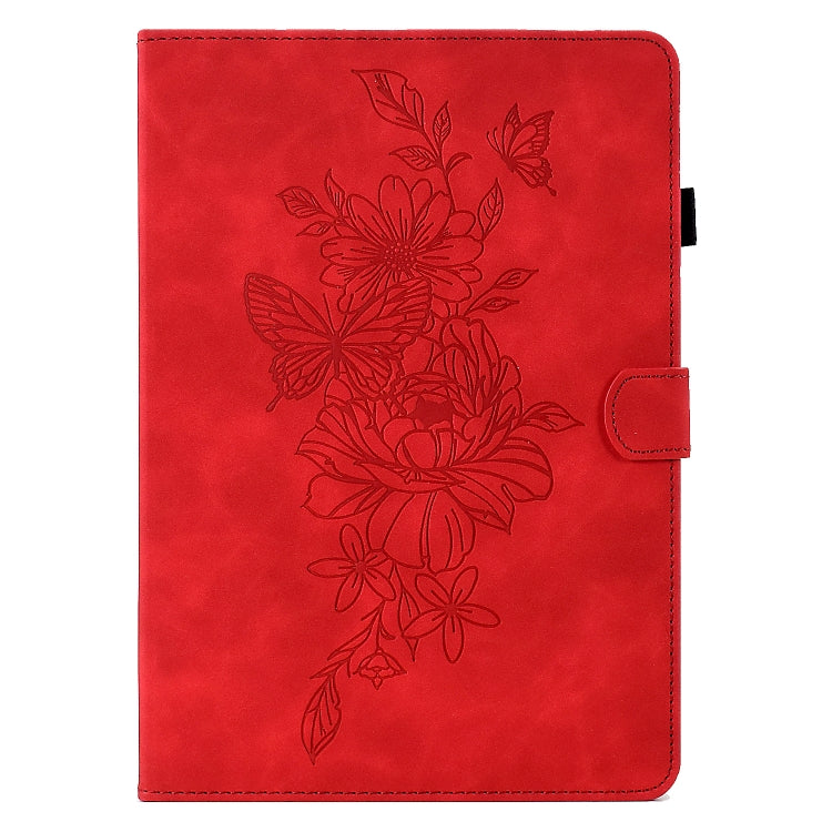 For Amazon Kindle Fire HD8 2018/2017/2016 Peony Butterfly Embossed Leather Smart Tablet Case(Red) - Amazon by PMC TechLife | Online Shopping South Africa | PMC TechLife | Buy Now Pay Later Mobicred