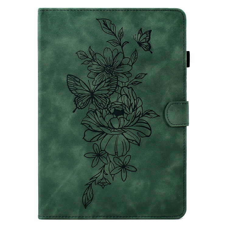 For Lenovo Tab M10 Plus 3rd Gen Peony Butterfly Embossed Leather Smart Tablet Case(Green) - Lenovo by PMC TechLife | Online Shopping South Africa | PMC TechLife | Buy Now Pay Later Mobicred