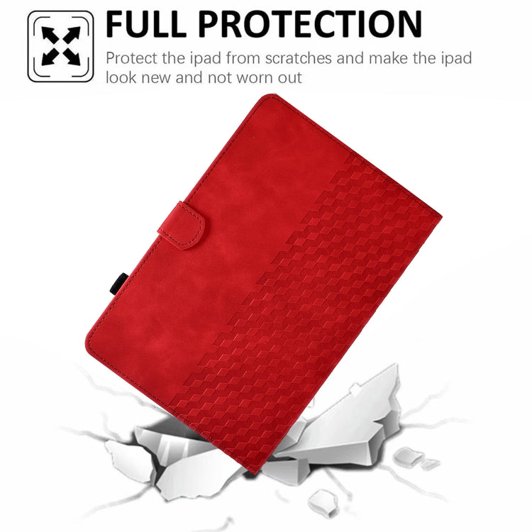 For Huawei MatePad T5 10.0 Rhombus Embossed Leather Smart Tablet Case(Red) - Huawei by PMC TechLife | Online Shopping South Africa | PMC TechLife | Buy Now Pay Later Mobicred