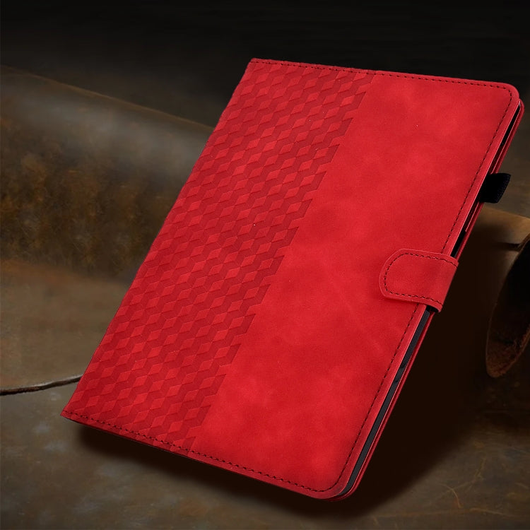 For Huawei MatePad T5 10.0 Rhombus Embossed Leather Smart Tablet Case(Red) - Huawei by PMC TechLife | Online Shopping South Africa | PMC TechLife | Buy Now Pay Later Mobicred